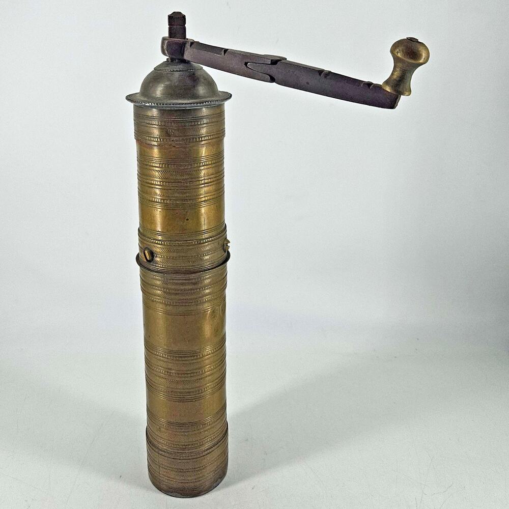Large Antique Brass Turkish Coffee Grinder Pepper Spice Mill Unmarked 12"